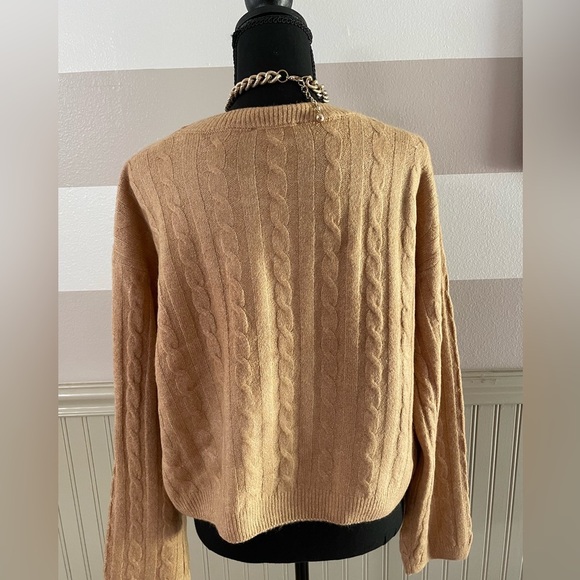 NWT 1.STATE Cable Knit Sweater Camel Tan Size L $99 Retail - Picture 6 of 13